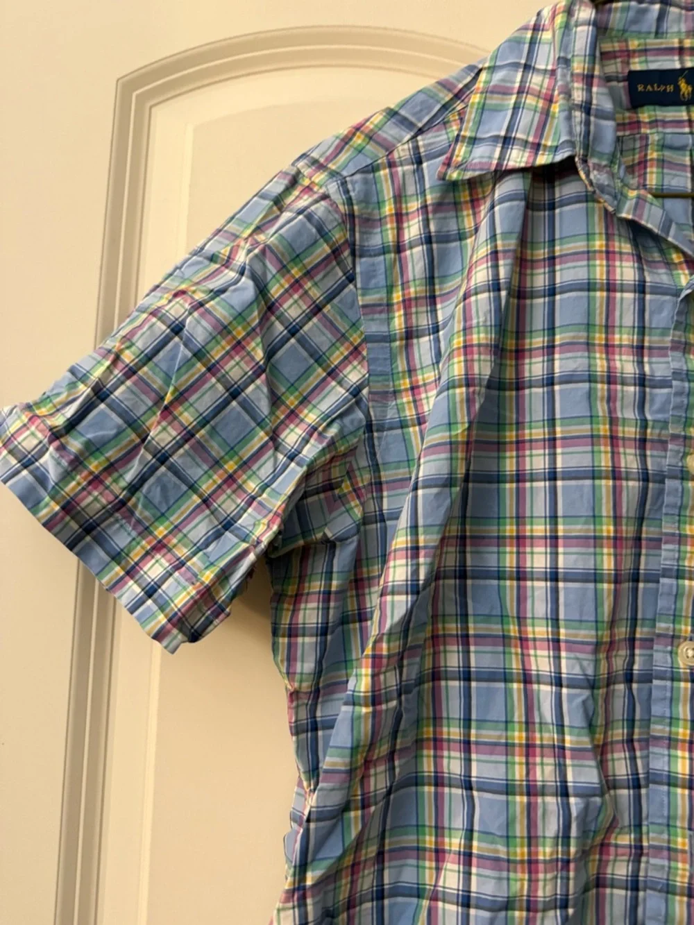 💜Polo Ralph Lauren Plaid Button-Down Shirt – Blue & Pink | Size S